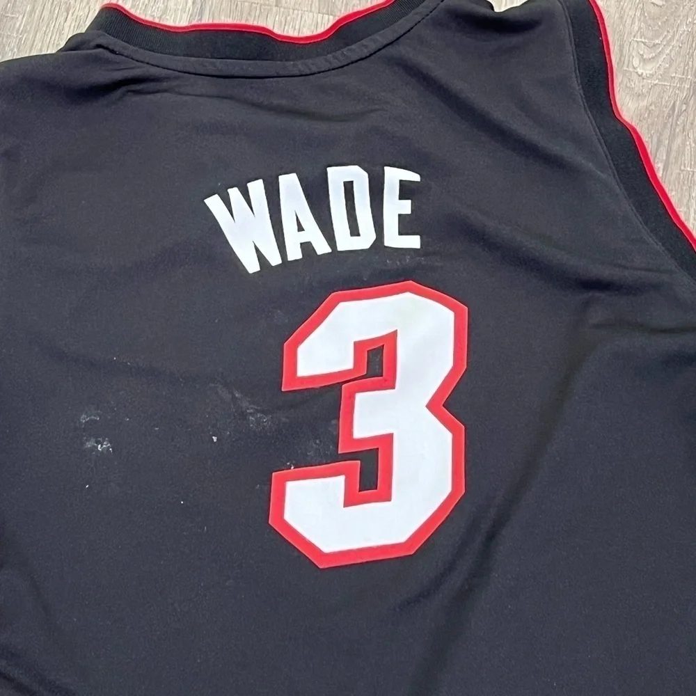 Adidas Miami Heat Dwyane Wade Number 3 Size Large Jump Man Jersey Black